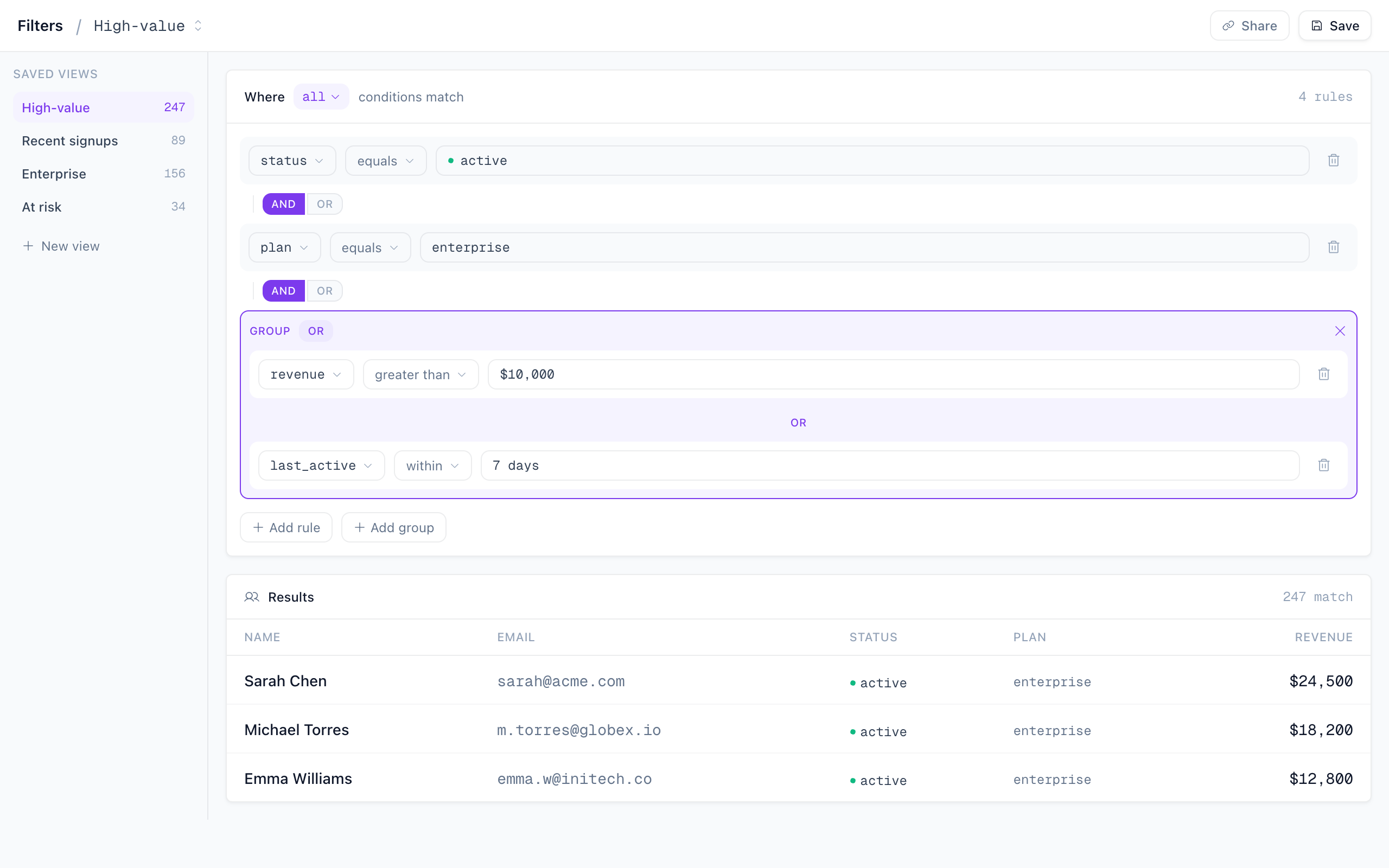 Advanced Filter Builder